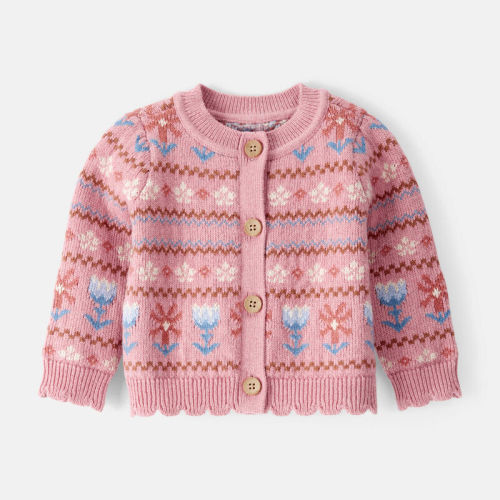 Pink Baby Girl Fair Isle Long-Sleeve Sweater - Pink | Carter’s Oshkosh Canada