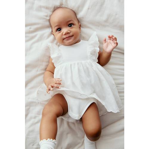 RUFFLE-TRIMMED BODYSUIT DRESS