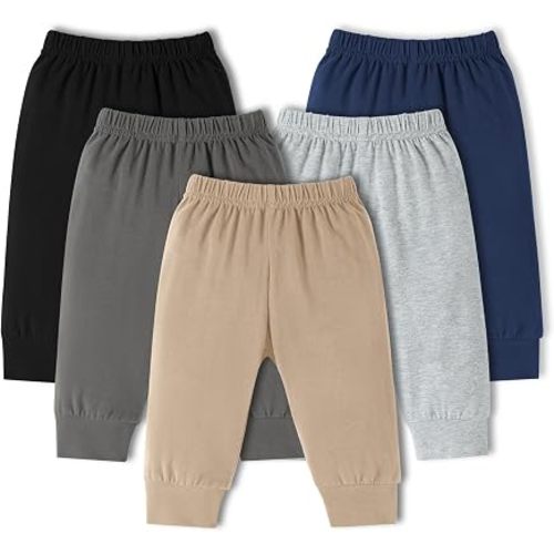 5 Pack Baby Boys Pants Toddler Pull on Sweatpants Infant Cotton Joggers