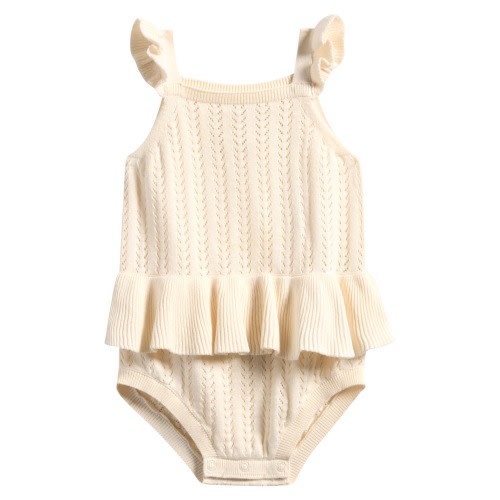 Ruffle Skirted Organic Cotton Pointelle Bodysuit