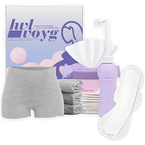 Postpartum Essentials Recovery Kit for New Moms, 16 Pcs Perineal Care Set with Peri Bottle, Disposable Underwear, Postpartum Pads & Cooling Pad Liners, Hospital Bag Essentials