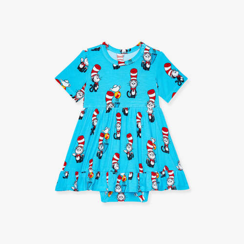 Blue Ruffled Baby Bodysuit Dress | Dr. Seuss Cat in the Hat