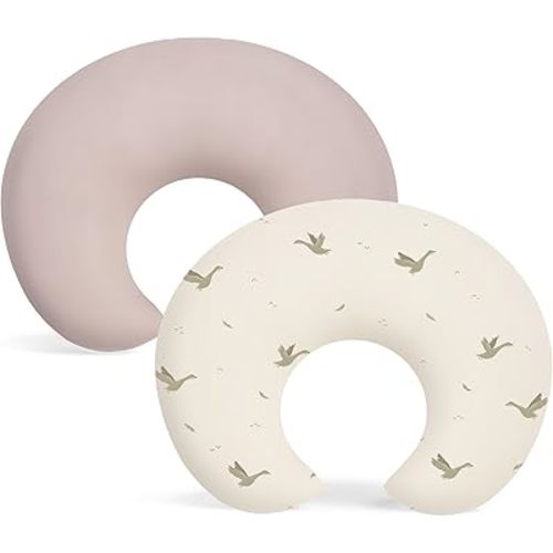 Susurration 2 Pack Nursing Pillow Cover,Ultra Soft and Stretchy Compatible with Boppy Breastfeeding Pillow,Comfortable and Skin-Friendly Slipcovers for Newborn Boys & Girls(Swan)