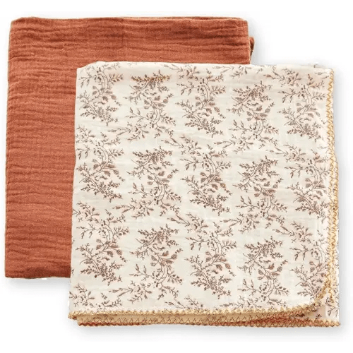 Baby Swaddle Newborn Recieving Blanket 100% Cotton Muslin 2Pack Nursery Wrap Lace Design 40"x40"