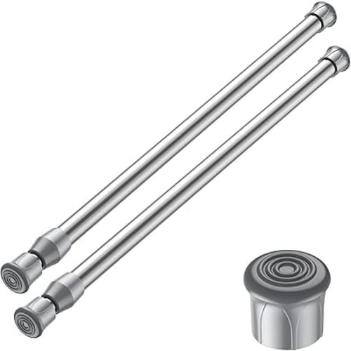 AIZESI 2PCS Silver Tension Rod 18 to 26 Inch, Adjustable Small Curtain Rods No Drilling, Short Tension Rods for Small Window DIY Projects