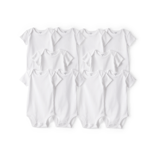 Baby 10-Pack Short Sleeve Cotton Bodysuits - White | Carter's