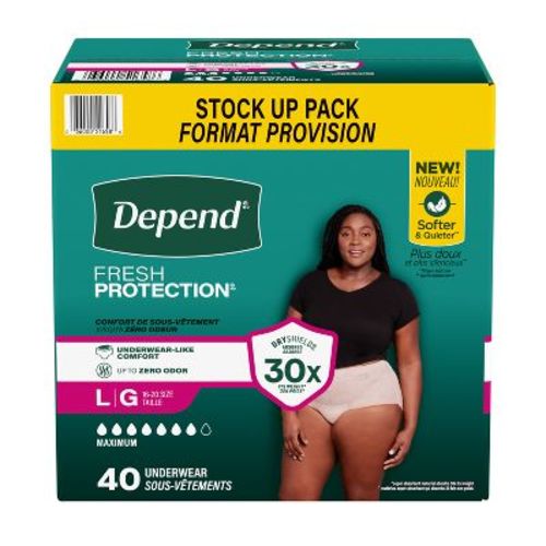 Depend Fresh Protection Adult Incontinence & Postpartum Underwear for Women - Maximum Absorbency - L - Blush - 40ct