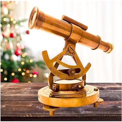 Brass Alidade Decorative Telescope 4" with Base Compass Gifts (5 inch)