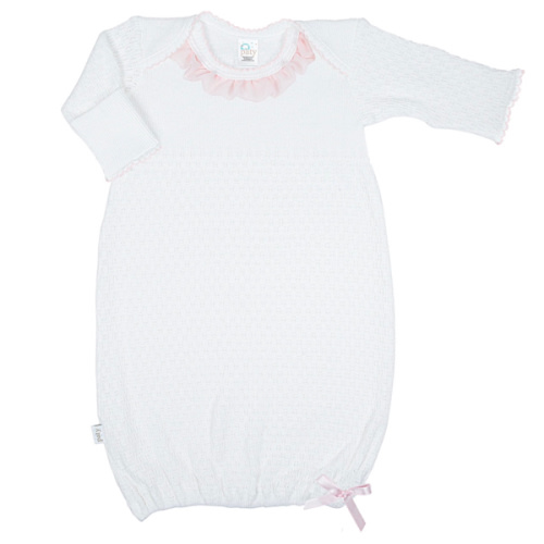 Paty Knit Overlap Shoulder Gown with Chiffon Trim - PatyInc