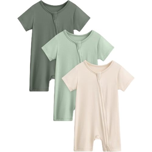 Yoofoss Baby Boy and Girl Romper Rayon Made from Bamboo Short Sleeve Newborn Summer Clothes 2-Way Zipper,Soft Breathbale
