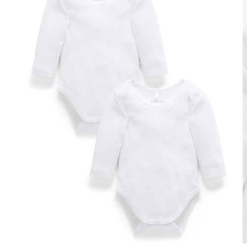 2 Pack Easy Neck Long Sleeve Bodysuit - Purebaby