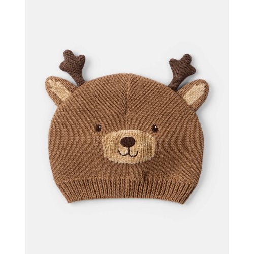 Baby Christmas Reindeer Crochet Hat - Brown | Carter's
