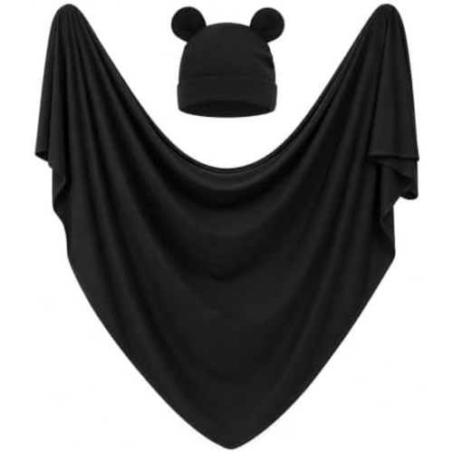 Unisex Baby Swaddle Wrap with Hat Set for 0-3 Months