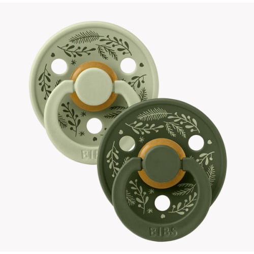 Colour Pacifiers Holiday Leaf 2 Pack - Sage/Hunter Green – Bibsworld store US