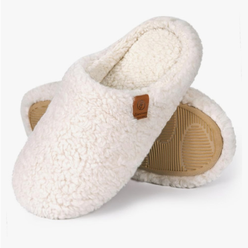 EverFoams Women's Fuzzy Slip-on Slippers Soft Comfy Memory Foam Indoor House Shoes