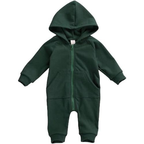 FYBITBO Infant Baby Boys Girls Clothing Zipper Hooded Jumpsuit Romper Long Sleeve Onesie Outfit Fall Winter Warm Clothes