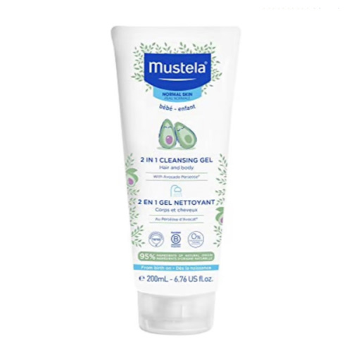 Mustela Baby 2-in-1 Cleansing Gel - Baby Body & Hair Cleanser - with Natural Avocado - Biodegradable Formula & Tear-Free - 6.76 fl. oz. - 1 or 2-Pack