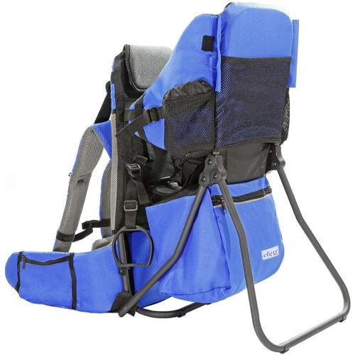 ClevrPlus Cross Country Baby Backpack Carrier, Blue, Toddler Hiking Backpack with Comfortable Seat, Adjustable Straps & Belt, Foldable Frame Lightweight Large Capacity Child Carrier for Outdoor