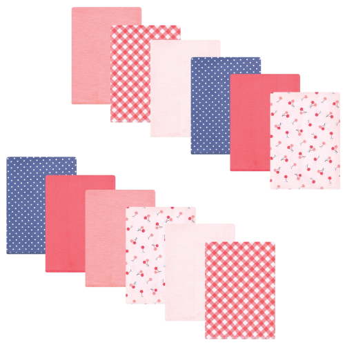 Luvable Friends Hudson Baby Flannel Burp Cloths 12pk, Sweet Cherries