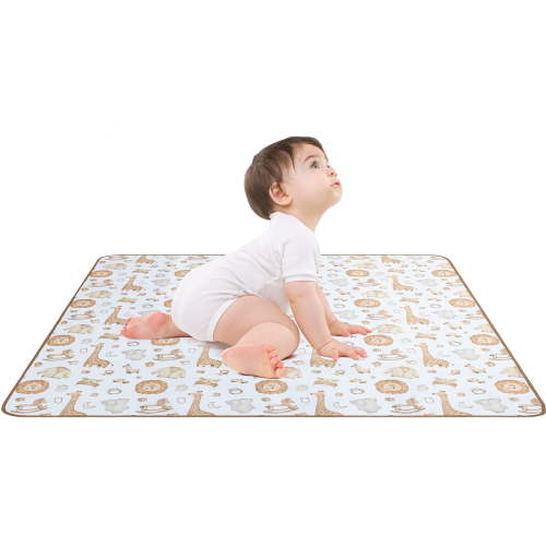 Dznils Baby Splat Mat for Under High Chair, Waterproof Non-Slip Lion Pattern Floor Mat, 43" x 43"