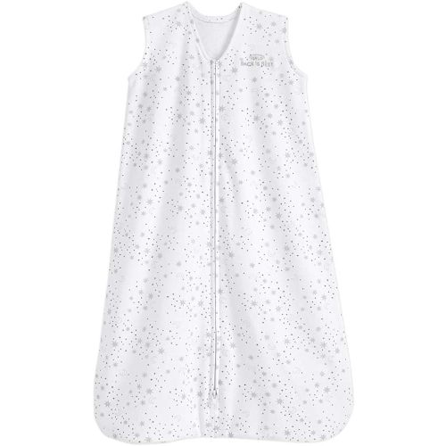 HALO SleepSack, 100% Cotton Wearable Blanket, Swaddle Transition Sleeping Bag, TOG 0.5, Midnight Moons-grey, Medium, 6-12 Months
