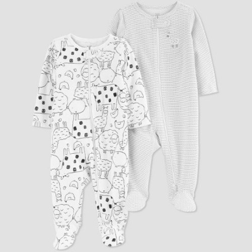 Carter's Just One You® Baby 2pk Farm Animals Sleep N' Play - Gray, Size: InfantNewborn