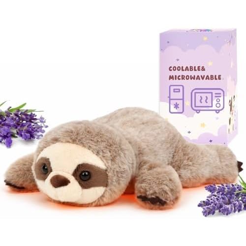 Easfan 12" Microwavable Sloth Stuffed Animal Weighted Plush Toy for Kids