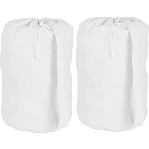 Accent Home Cotton Canvas Laundry Bags With Drawstring 2 Pack LARGE Travel Storage Bags 15" x 28", Heavy Duty Multi Use | Washable Dirty Clothes Organizer | Easy Fits a Laundry Hamper Mesh Basket
