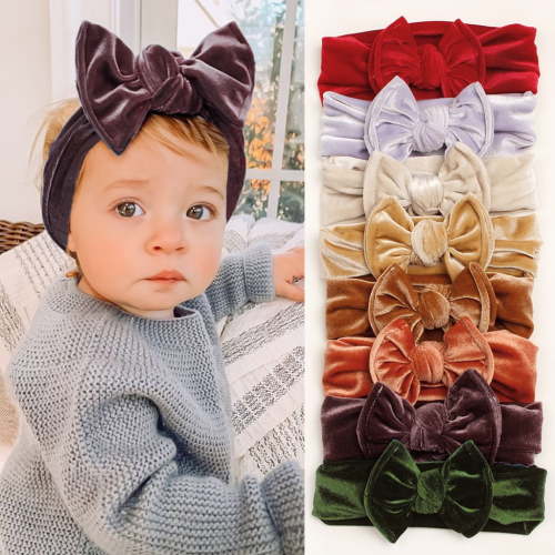 8PCS Baby Girl Bows Christmas Velvet Baby Headbands Big Baby Bows Wide Head Wrap Hair Accessories for Toddlers Newborn Infants Kids 0-24Month