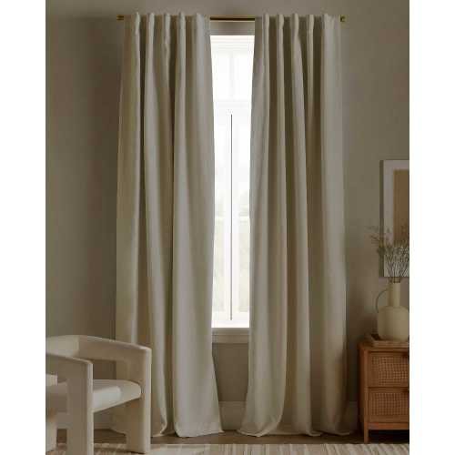 European Linen True Blackout Curtain in Ivory