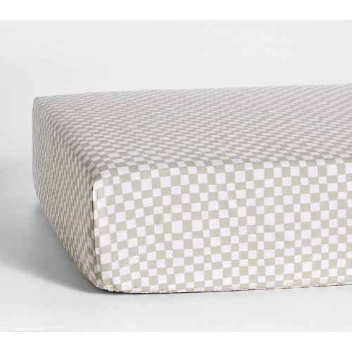 Venice Natural Taupe 100% Organic Cotton Baby Crib Fitted Sheet by Leanne Ford