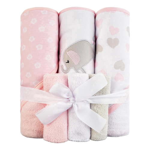 Baby Towels and Baby Wash Cloths Set Hooded Towels Wipes Absorbent Bath Face Towels Burp Cloths Face for Girl Boy 6-Pack