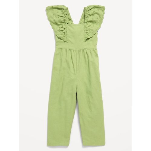 Linen-Blend Ruffled Jumpsuit for Toddler Girls
