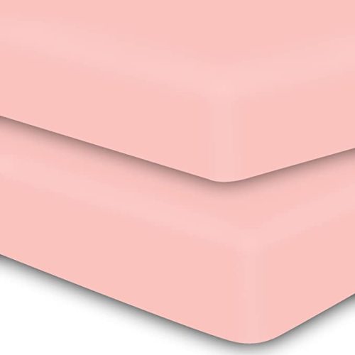 MOONQUEEN 2-Pack Baby Fitted Crib Sheets - Soft Breathable Microfiber Toddler Nursery Sheet Set for Boys and Girls, Fits Standard Size Crib Mattress 28 x 52 x 8in, Pink