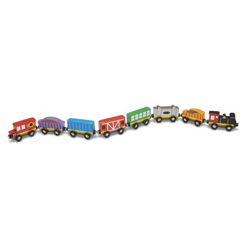 Melissa & Doug, Wooden Magnetic Train Cars, 8 Piece Set for Toddlers