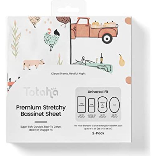 TotAha Premium Stretchy Bassinet Cradle Sheets (2-Pack) -Hypoallergenic, Silky Comfort, Buttery Soft, Calming Effect, All-Season Jersey-Knit Sheets, 32 X 16 X 3'' Halloween Pumpkin