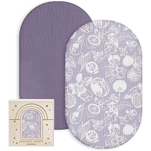 Yoofoss Muslin Baby Bassinet Sheets Boys Girls, Organic Fitted Bassinet Mattress Sheets Compatible with Halo Bassinest Swivel Sleeper,Baby Delight, Angelbliss, Soft, Breathable, Durable