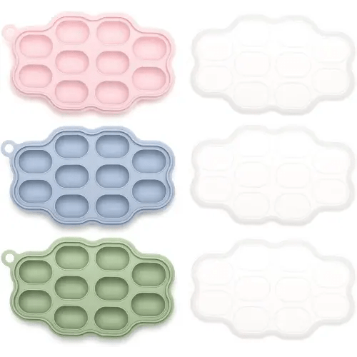 Silicone Nibble Freezer Tray (3 Pack), Kingkam Baby Breastmilk Popsicle Molds, Baby Fruit Feeder Teether Tray, Breast Milk Teether Pop Maker for Homemade Baby Food