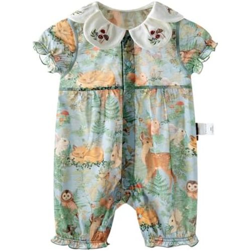Mameluco de algodón orgánico para niños y niñas, overol de manga corta, de cuento de hadas, suave y transpirable, traje de verano para recién nacidos