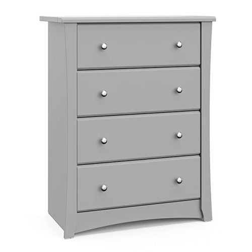 Storkcraft Crescent 4 Drawer Chest (Pebble Gray) – GREENGUARD Gold Certified, Easy-to-Match Chest of Drawers for Nursery and Kids Bedroom, Dresser Organizer for Children’s Bedroom
