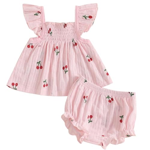 Mubineo Baby Girl Summer Clothes Cute Ruffle Tops Dress Shorts Outfits Set Infant Toddler Shrit Bloomers Princess Outfit