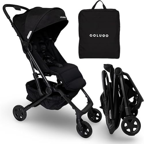 Colugo Compact Stroller+ Lightweight Foldable Travel Stroller for Airplane, Baby Toddlers & Infants with New One-Hand Fold, Reclining Seat, Rain Cover, Carry Backpack & Cup Holder (Black)