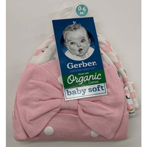 Gerber Infant Girls Cap, 3 Pack