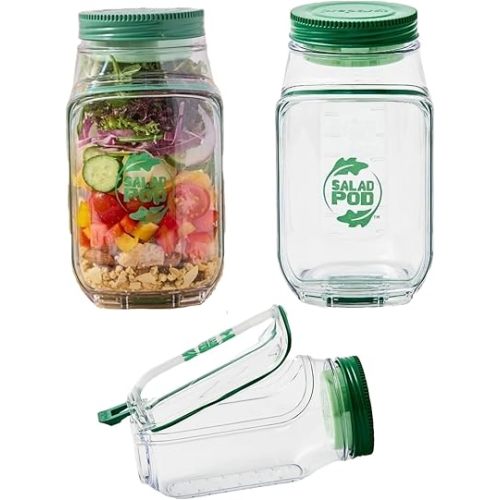 Prepara The Original Salad Pod - Leakproof Food Container for Meal Prep - 4.5 Cups Capacity, BPA Free Tritan, Microwave & Dishwasher Safe (2 Units)