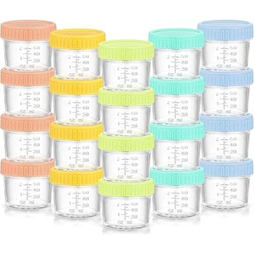 DIOZYRA 20 Pack Glass Baby Food Storage Containers,4oz Baby Food Jars with Airtight Lids,Small Meal Prep Jar for Baby Food,Fruit,Vegetable Purees,Freezer & Microwave Safe