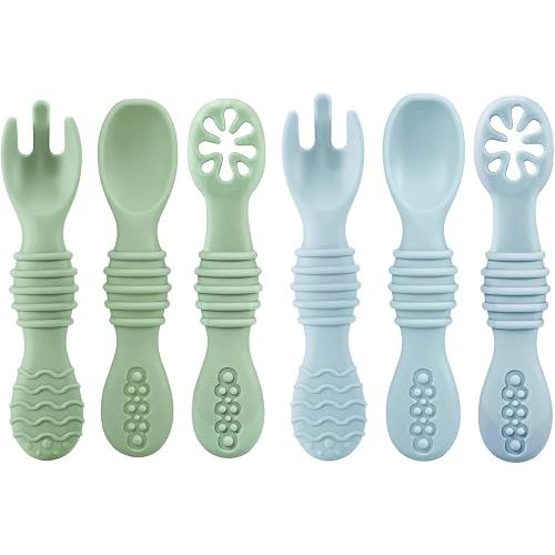 PandaEar 6 Pack Baby Silicone Spoons, Baby Led Weaning Utensils 6-12 Months
