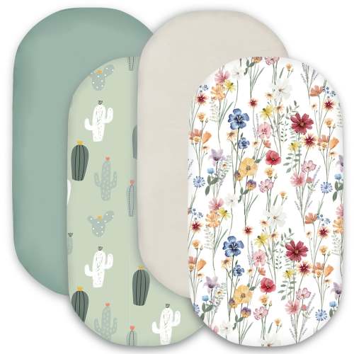 Cactus and Flower Breathable Baby Bassinet Sheet