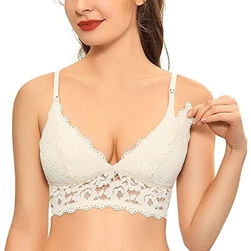 MOMANDA Women's Lace Nursing Bra Wirefree Padded Breastfeeding Maternity Bralette Cute