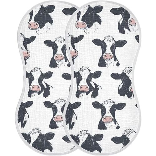 Farm Cows Cute Burp Cloths Baby Boys Girls Absorbent Soft Cotton Burping Cloths Rags, 2 Pack