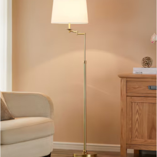 KAWOTI 64.5-in Gold Swing-arm Floor Lamp 21317 at Lowes.com